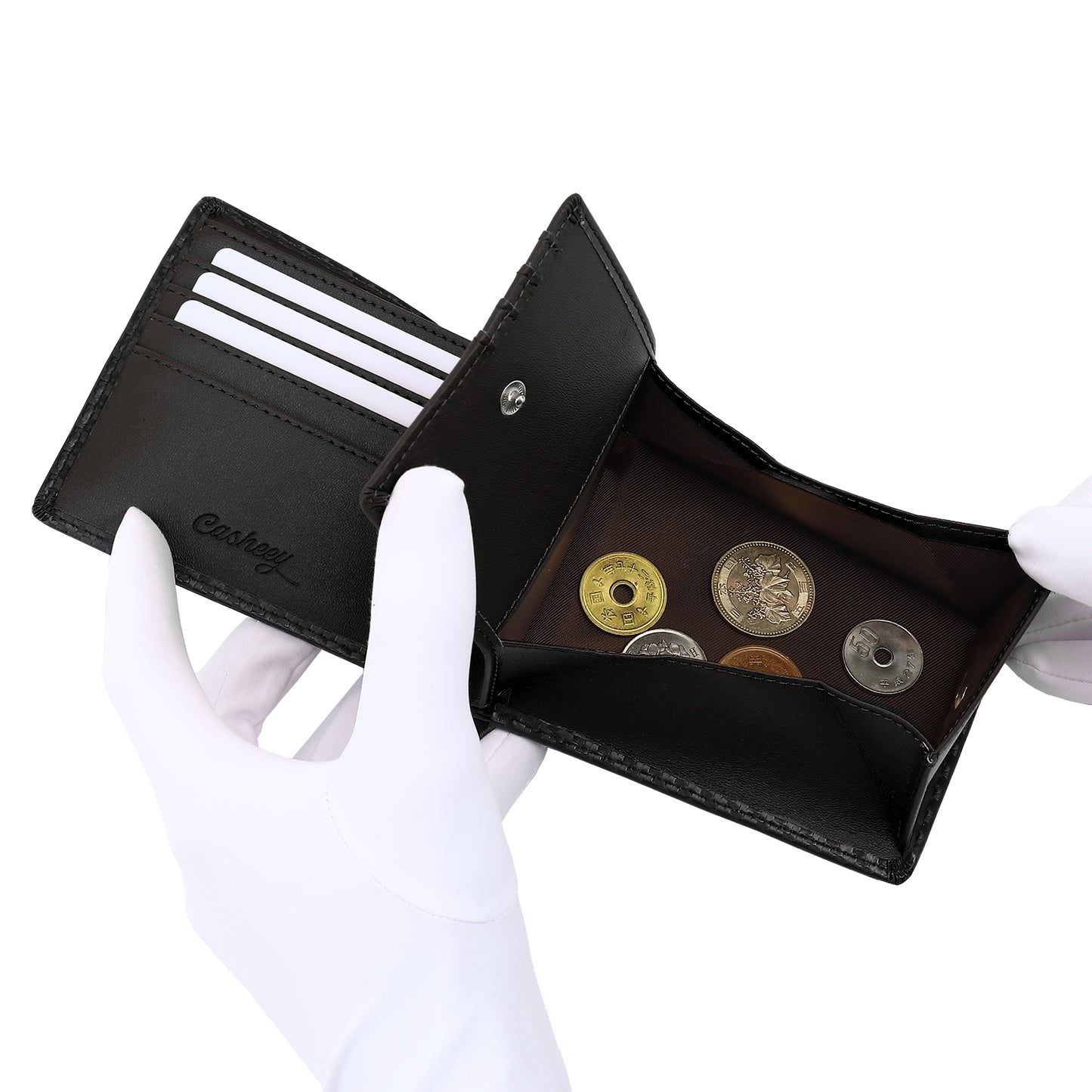 Carbon Leather Men's Wallet | Coin Box Design