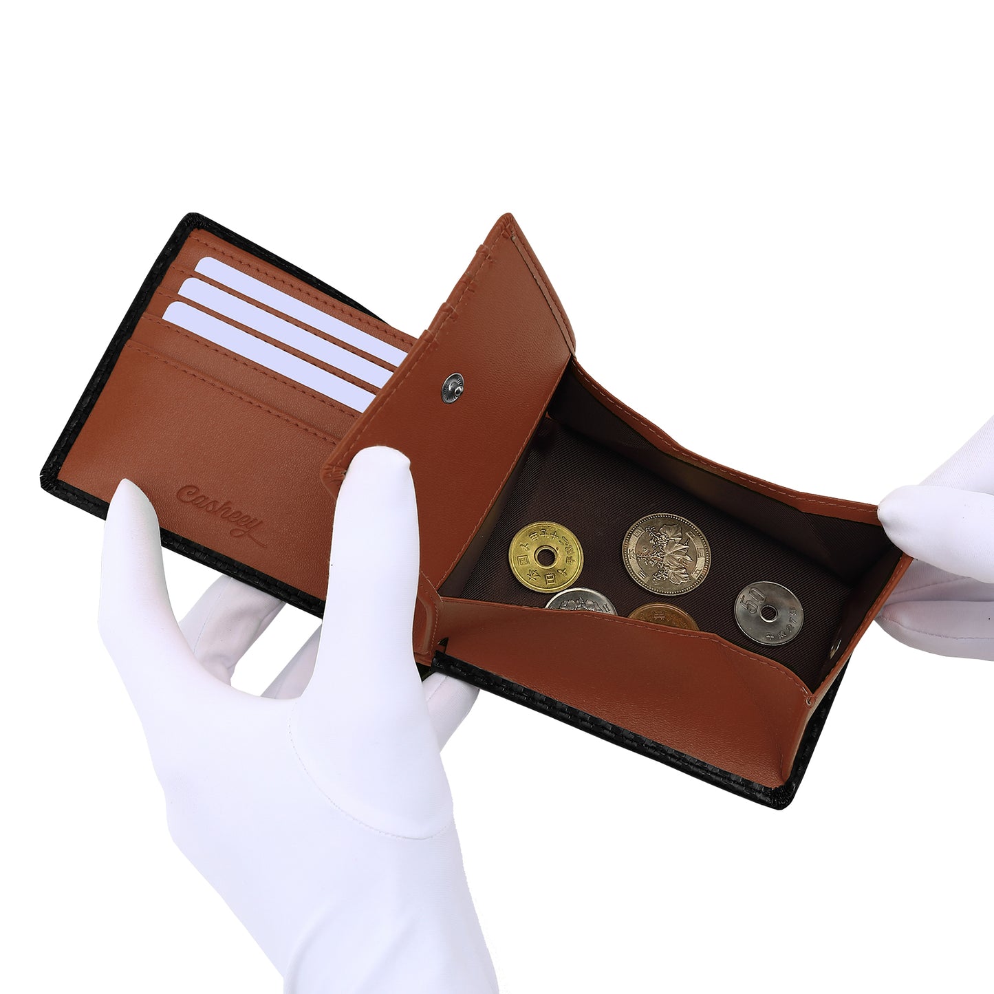 Carbon Leather Men's Wallet | Coin Box Design